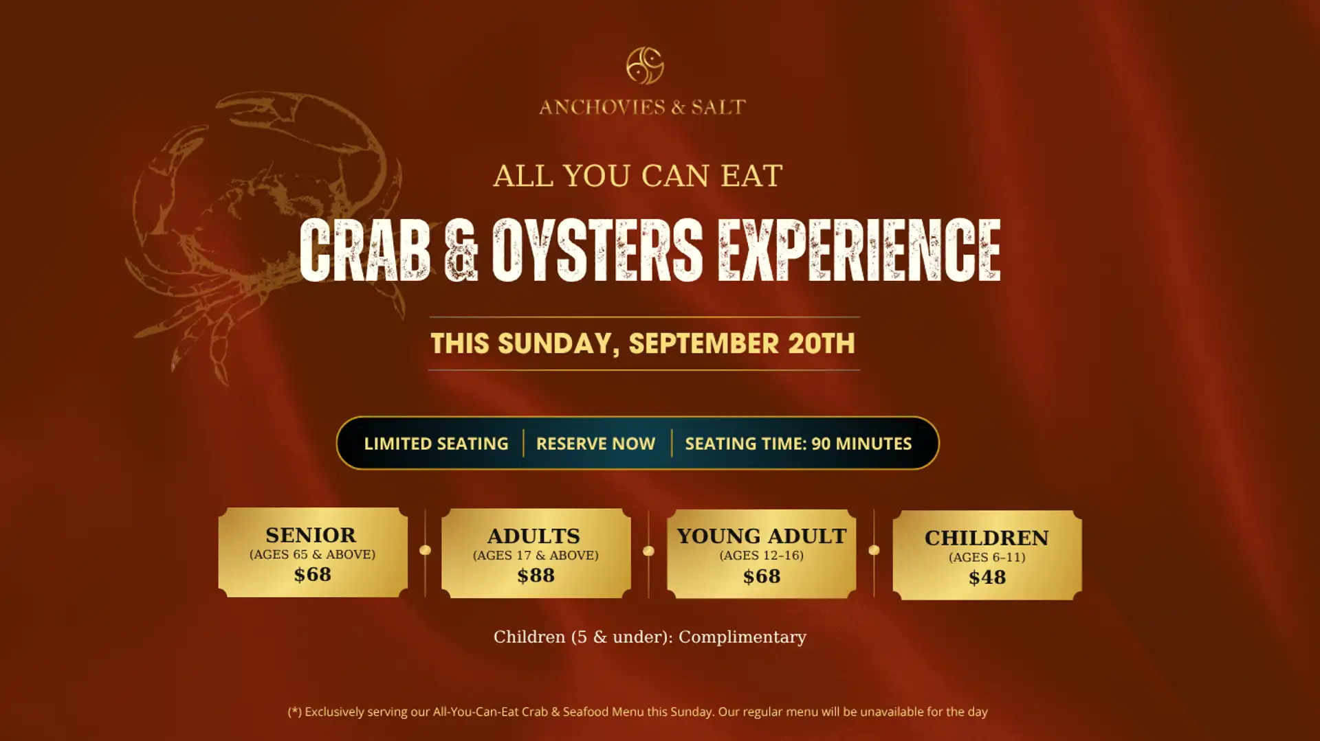 An Invitation to Our Exclusive All-You-Can-Eat Crab & Oysters Experience